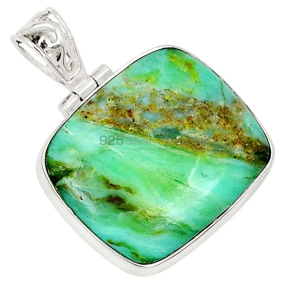 Best Price 925 Solid Silver Pendants Exporters In Chrysoprase Gemstone Jewelry 925SP199