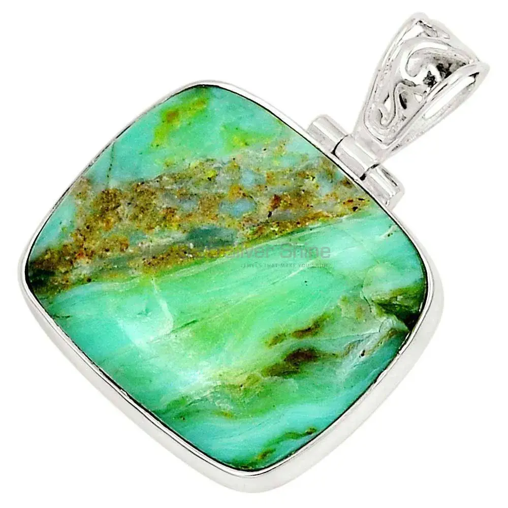 Best Price 925 Solid Silver Pendants Exporters In Chrysoprase Gemstone Jewelry 925SP199_0