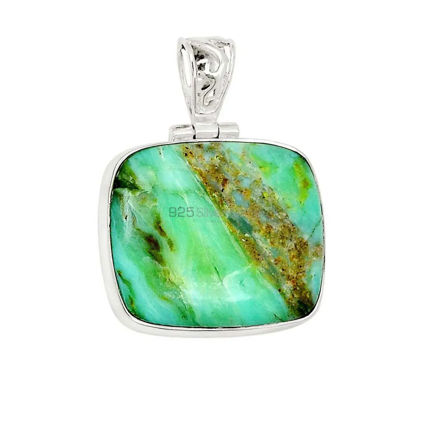 Best Price 925 Solid Silver Pendants Exporters In Chrysoprase Gemstone Jewelry 925SP199_1
