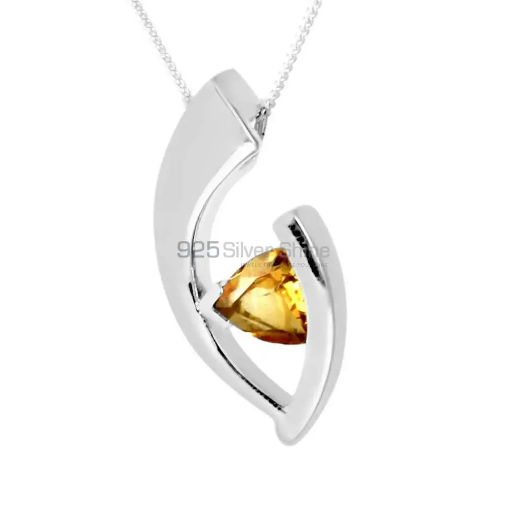 Best Price 925 Solid Silver Pendants Exporters In Citrine Gemstone Jewelry 925SP224-1
