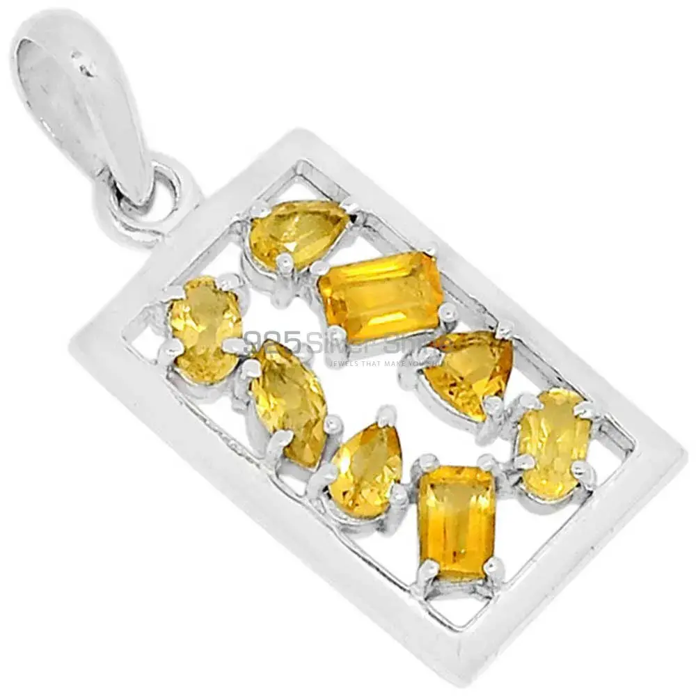 Best Price 925 Solid Silver Pendants Exporters In Citrine Gemstone Jewelry 925SSP305-2