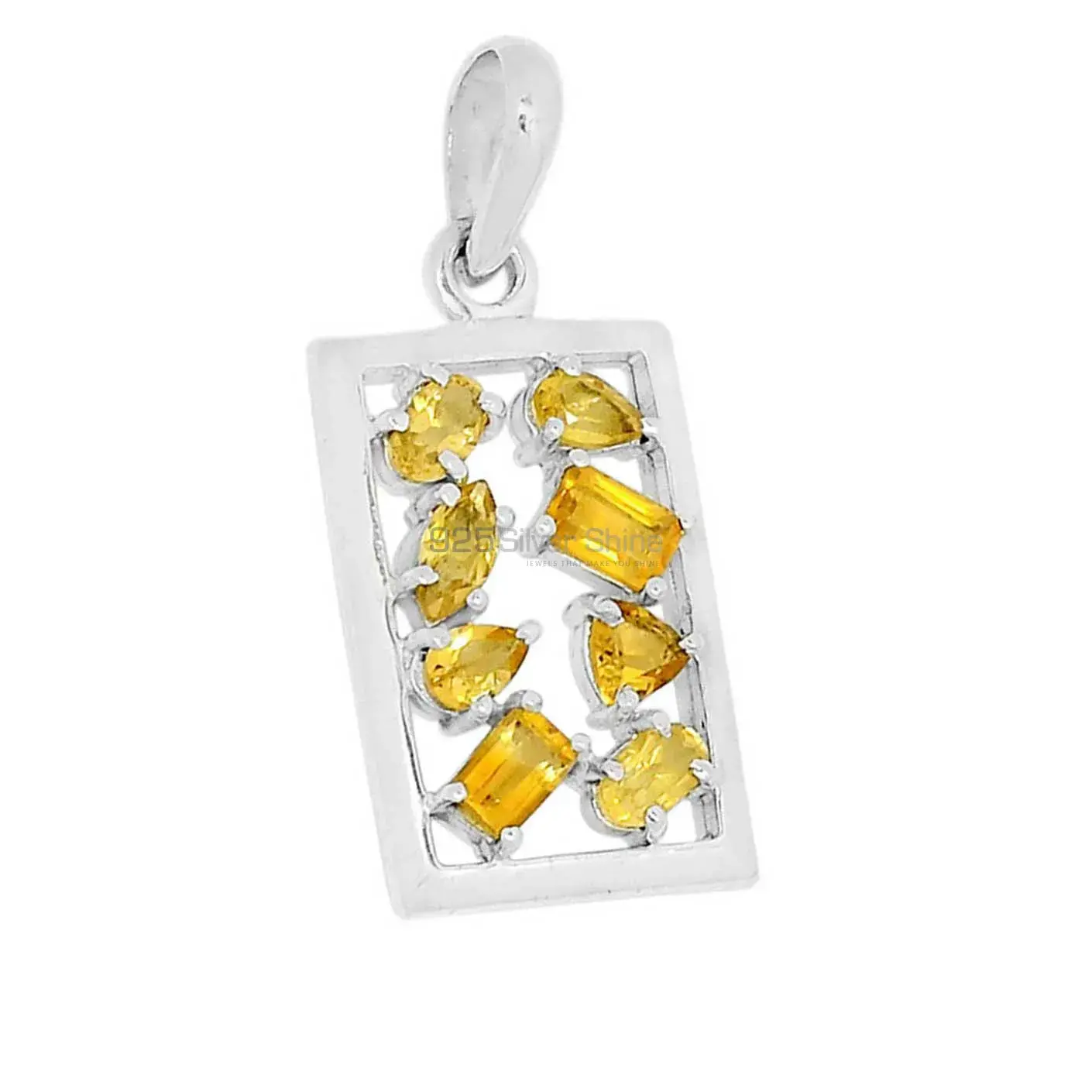 925 Solid Silver Pendants In Citrine Gemstone Jewelry 925SSP305-2_1