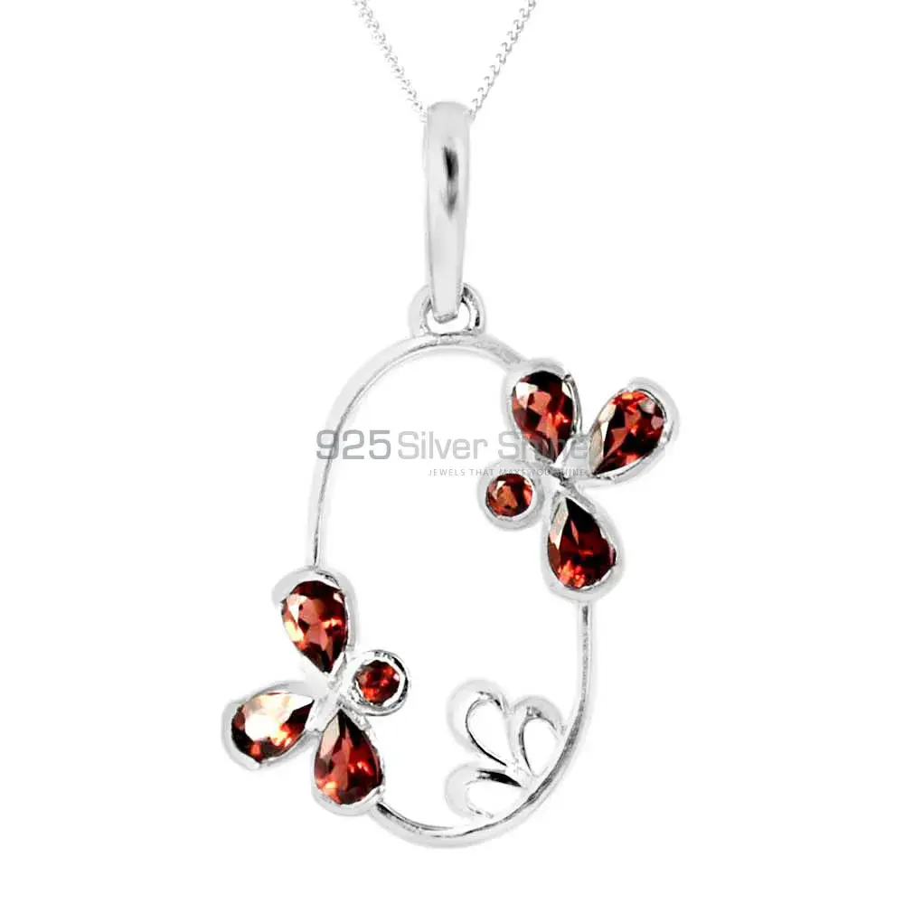 Best Price 925 Solid Silver Pendants Exporters In Garnet Gemstone Jewelry 925SP215-4