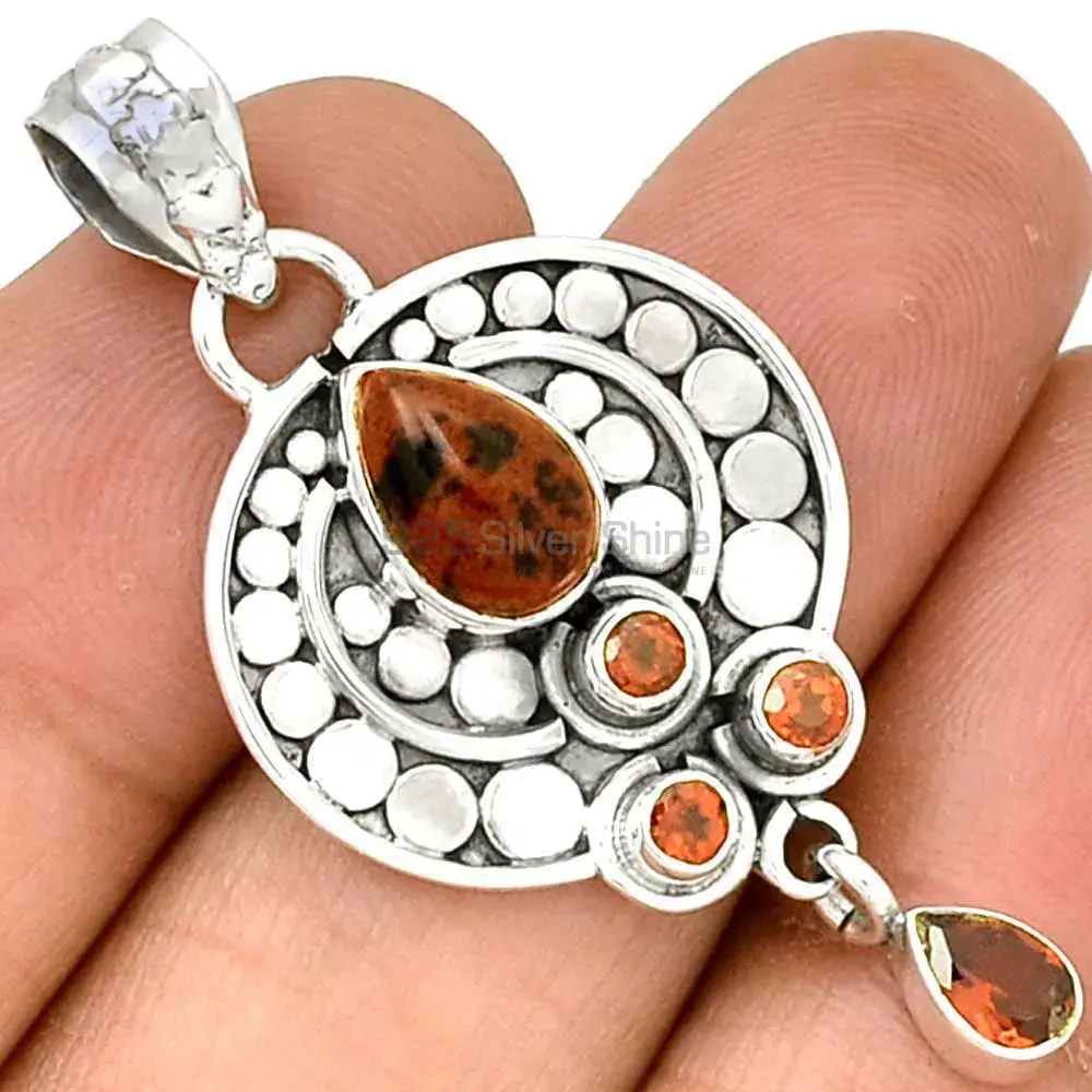 Best Price 925 Solid Silver Pendants Exporters In Multi Gemstone Jewelry 925SP076-5_0