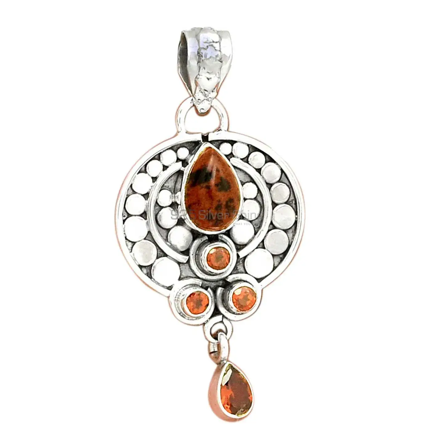 Best Price 925 Solid Silver Pendants Exporters In Multi Gemstone Jewelry 925SP076-5_1