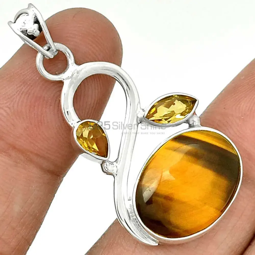 Best Price 925 Solid Silver Pendants Exporters In Multi Gemstone Jewelry 925SP088-1_0