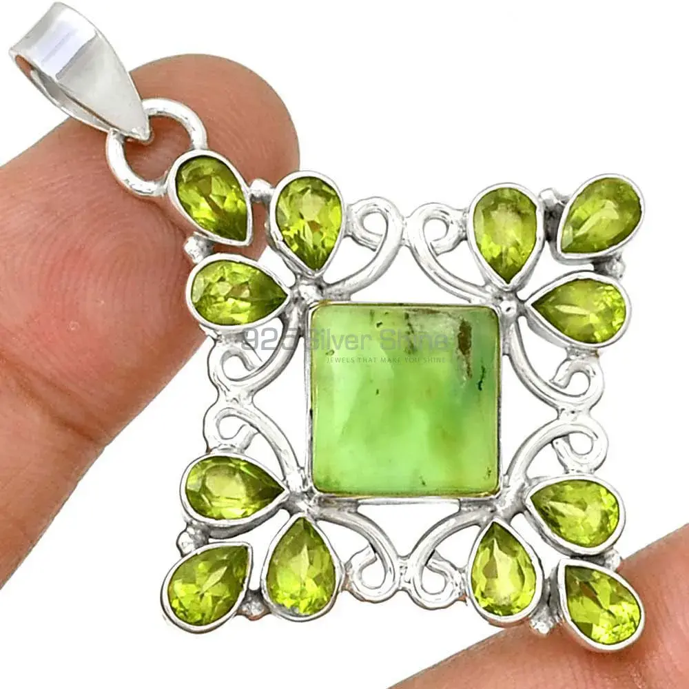 Best Price 925 Solid Silver Pendants Exporters In Multi Gemstone Jewelry 925SP37-7