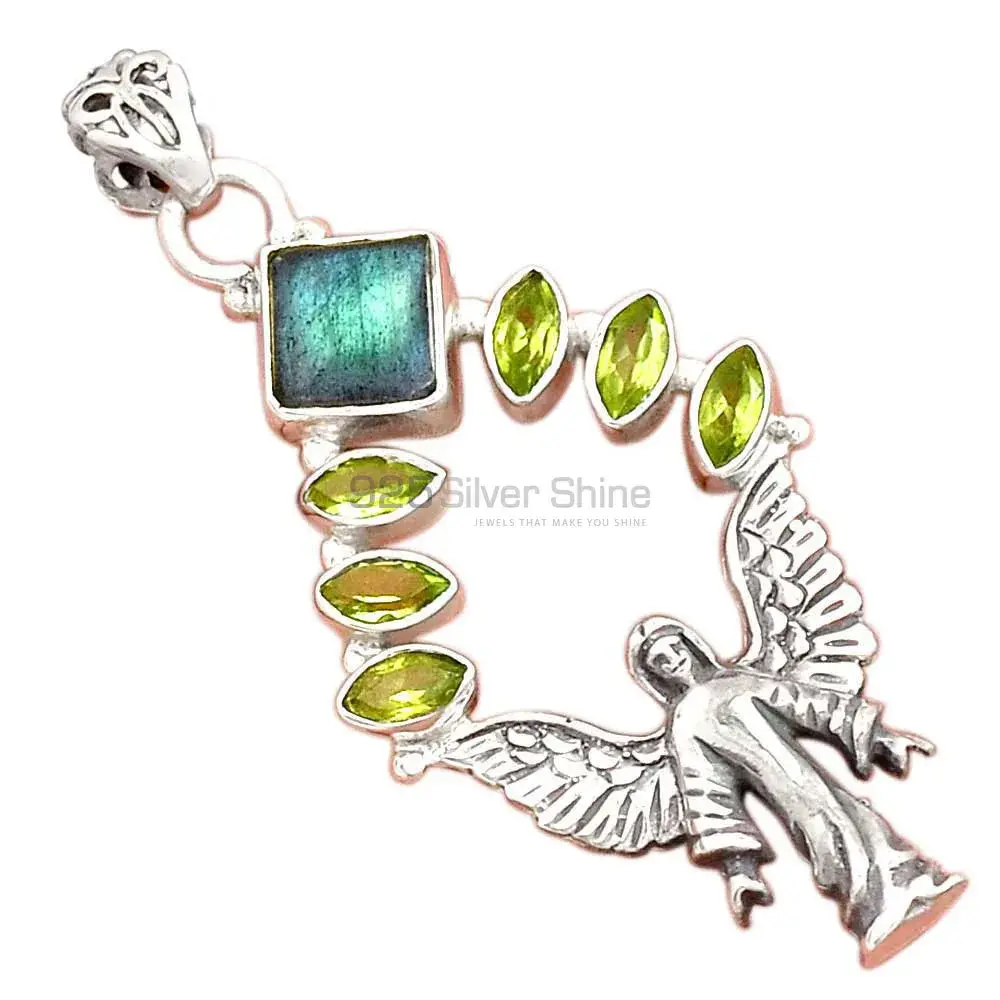 925 Solid Silver Pendants In Multi Gemstone Jewelry 925SP51-1_0