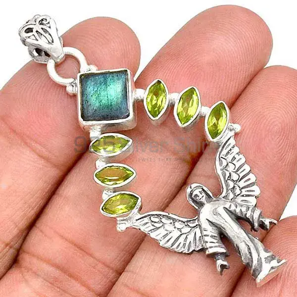 Best Price 925 Solid Silver Pendants Exporters In Multi Gemstone Jewelry 925SP51-1_0