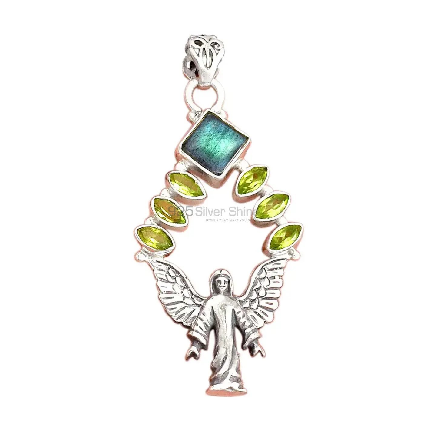 Best Price 925 Solid Silver Pendants Exporters In Multi Gemstone Jewelry 925SP51-1_1