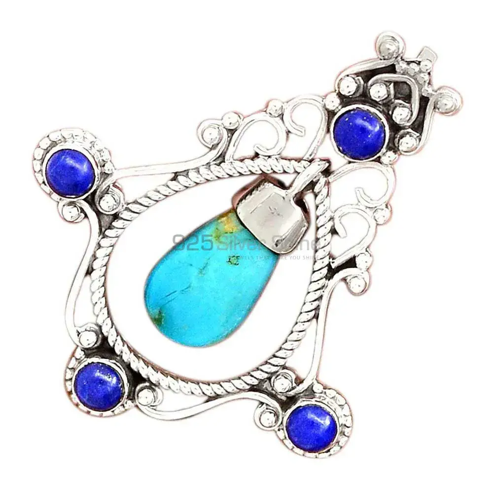 Best Price 925 Solid Silver Pendants Exporters In Multi Gemstone Jewelry 925SP65-4_0