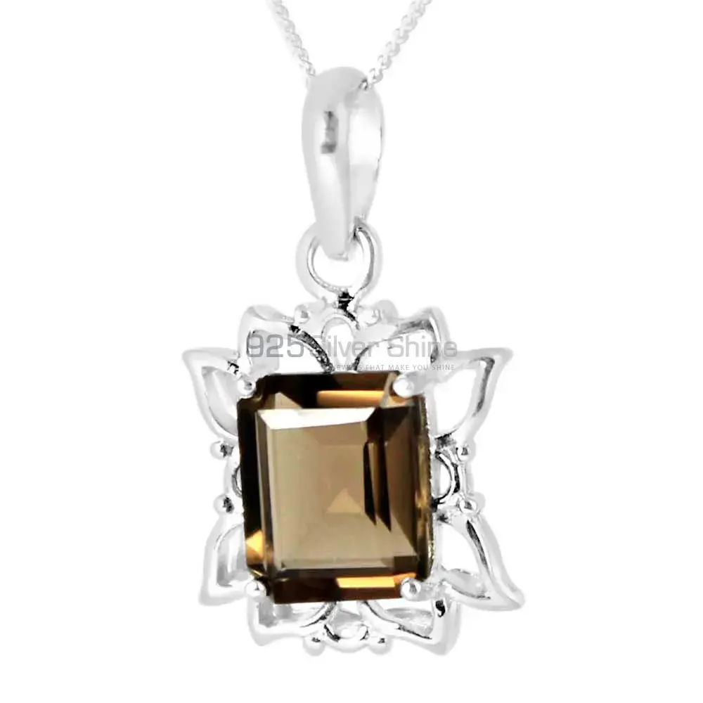 925 Solid Silver Pendants In Smokey Gemstone Jewelry 925SP239-4_0