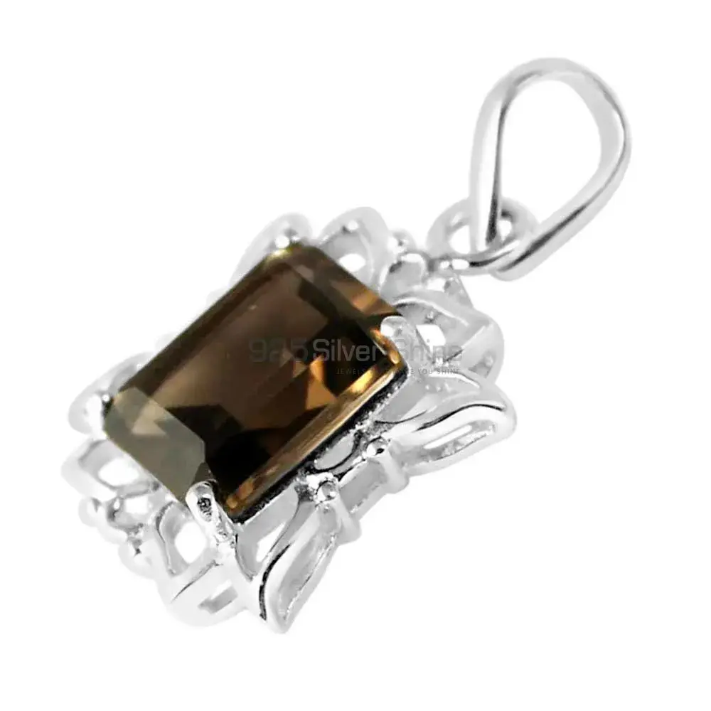 925 Solid Silver Pendants In Smokey Gemstone Jewelry 925SP239-4_1