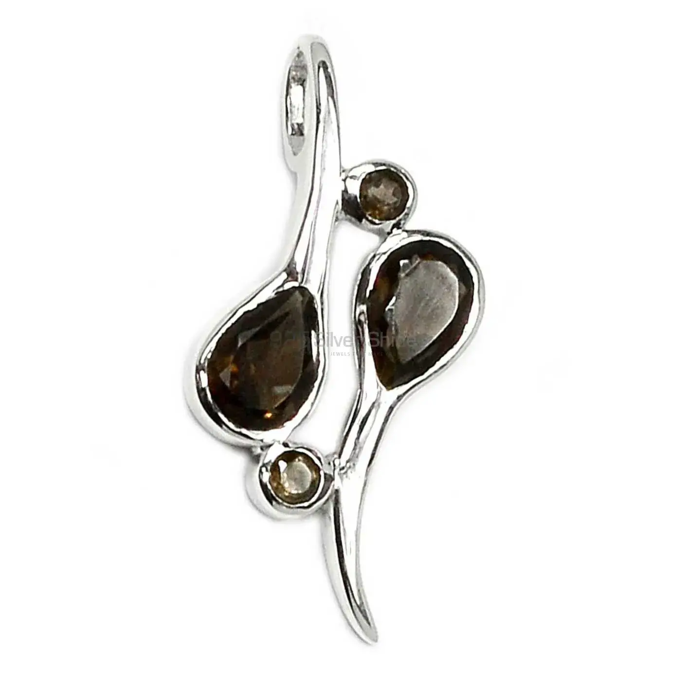 Best Price 925 Solid Silver Pendants Exporters In Smokey Gemstone Jewelry 925SSP316-2_0