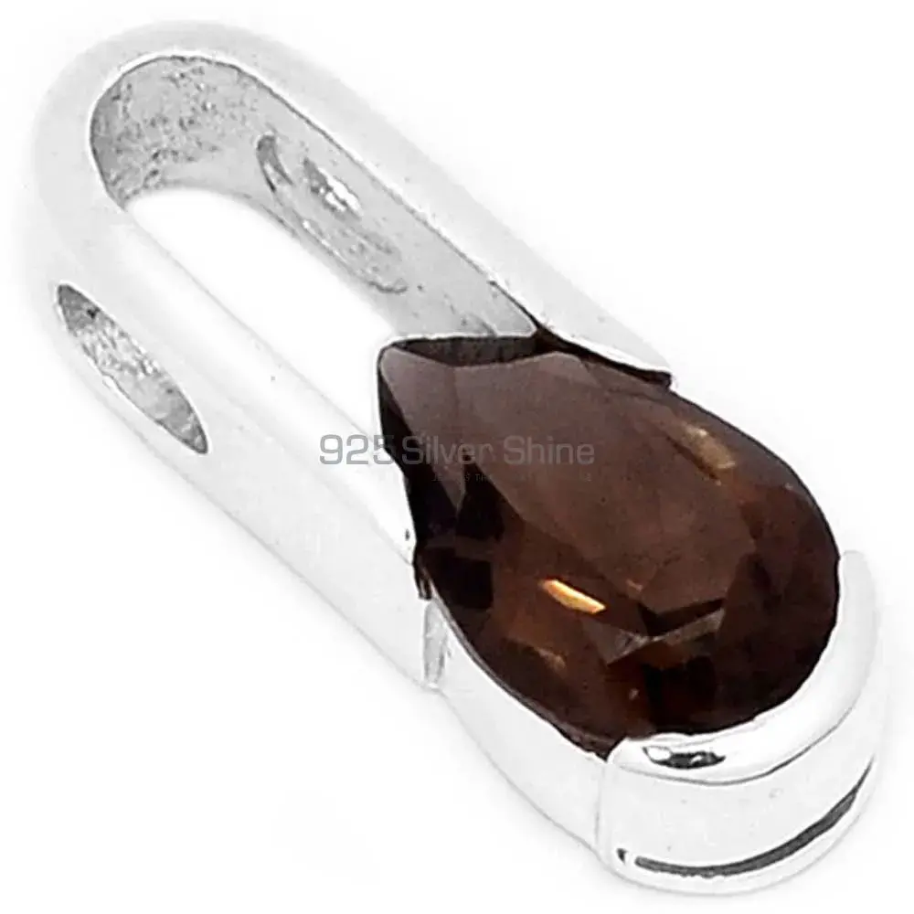 925 Solid Silver Pendants In Smokey Gemstone Jewelry 925SSP344-2_0