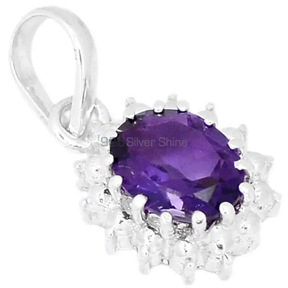 Best Price Amethyst Gemstone Pendants Exporters In 925 Solid Silver Jewelry 925SP267-1