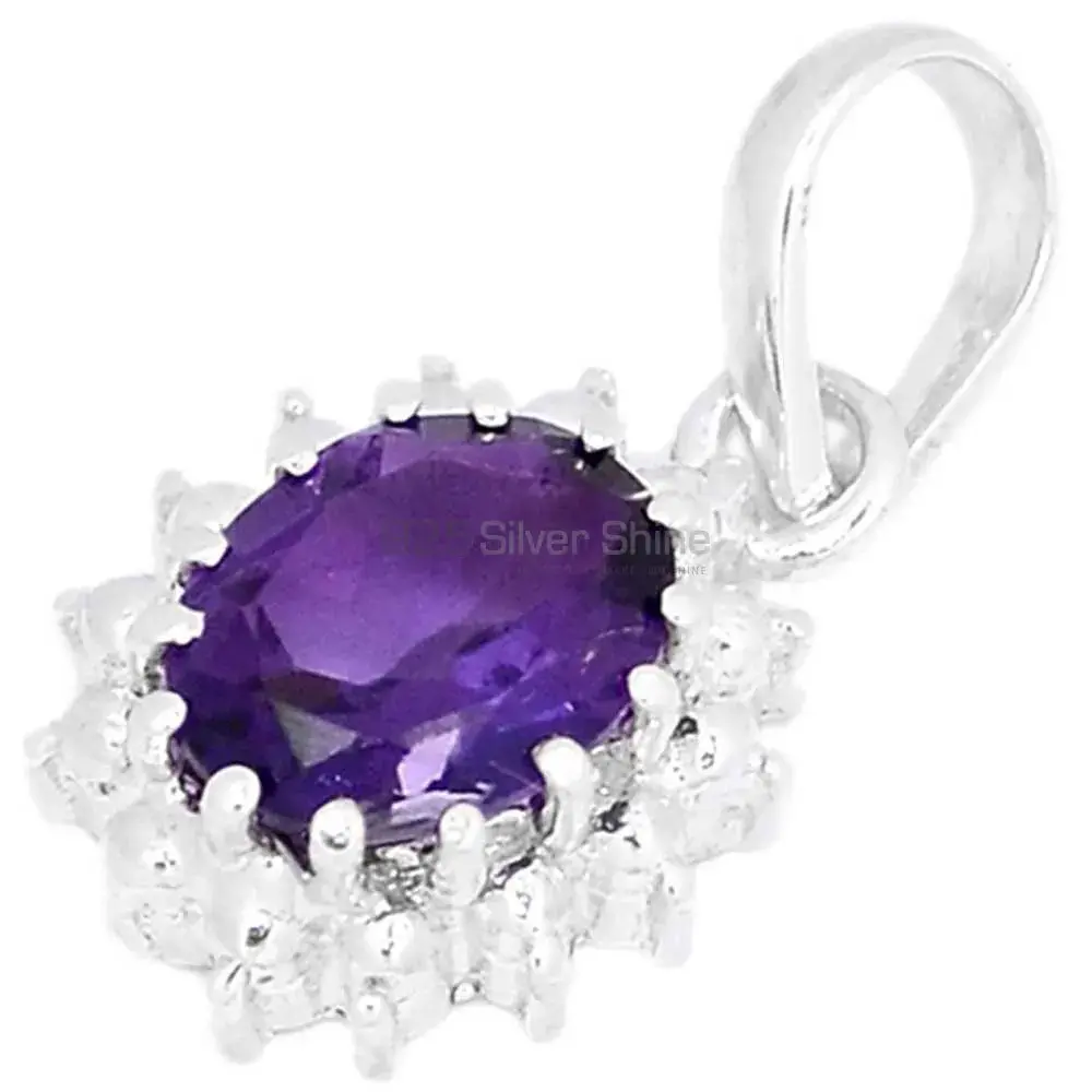 Best Price Amethyst Gemstone Pendants Exporters In 925 Solid Silver Jewelry 925SP267-1_0