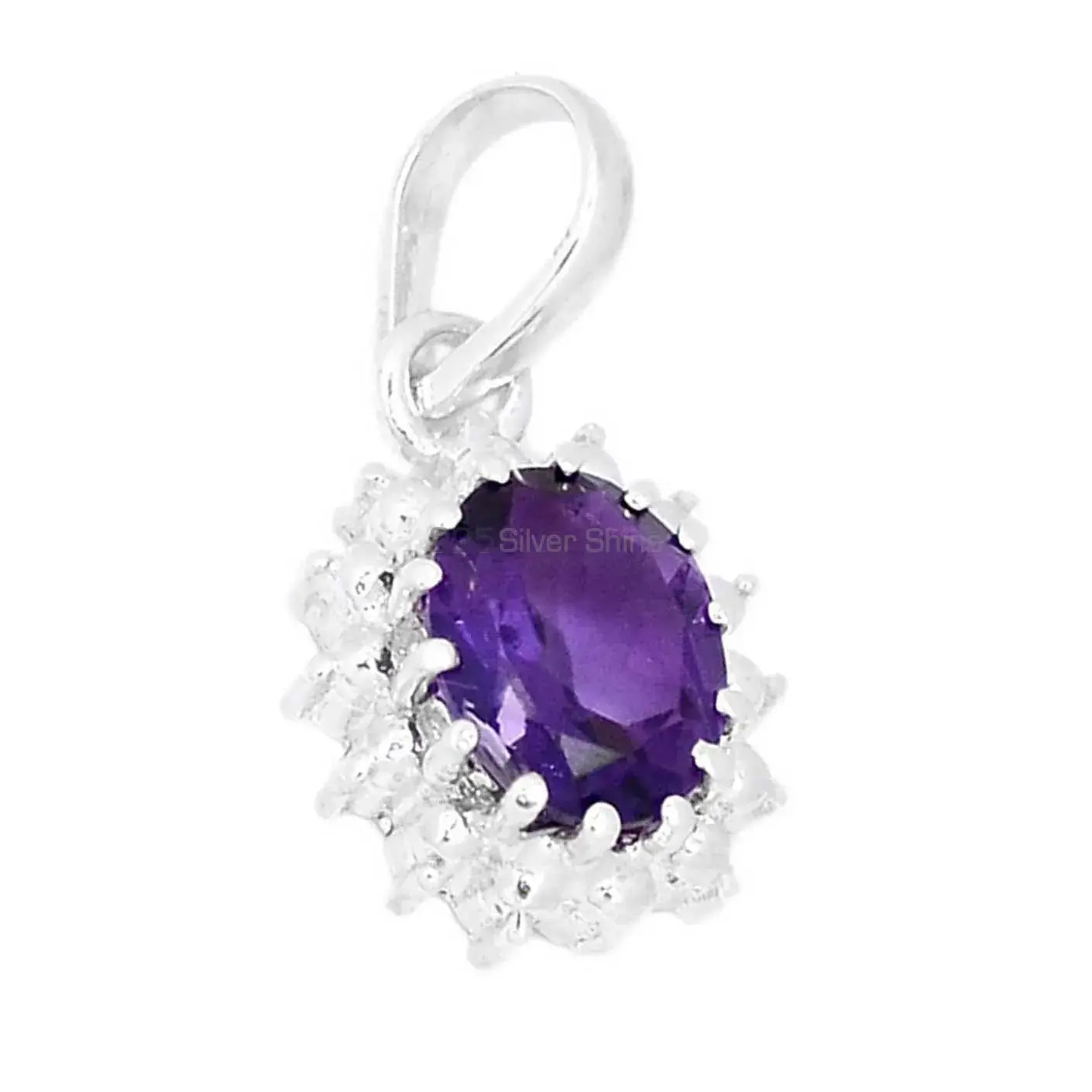 Best Price Amethyst Gemstone Pendants Exporters In 925 Solid Silver Jewelry 925SP267-1_1