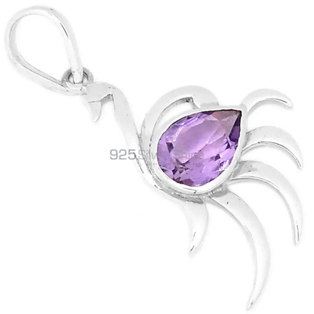 Best Price Amethyst Gemstone Pendants Suppliers In 925 Fine Silver Jewelry 925SP276-7