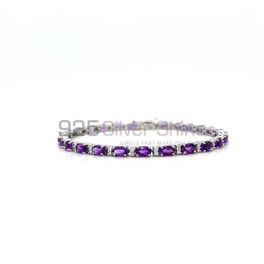 Best Price Amethyst Gemstone Tennis Bracelets Suppliers In 925 Fine Silver Jewelry 925SB199