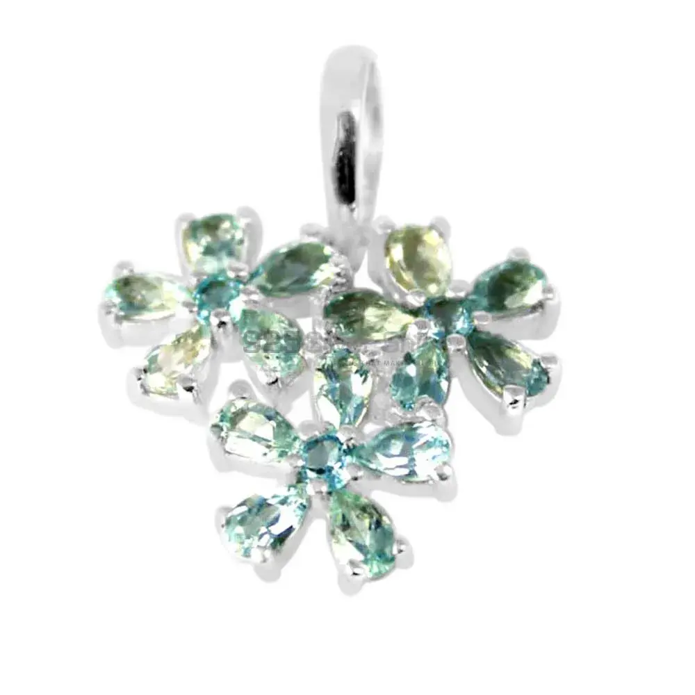 Best Price Blue Topaz Gemstone Pendants Exporters In 925 Solid Silver Jewelry 925SP220-1_0