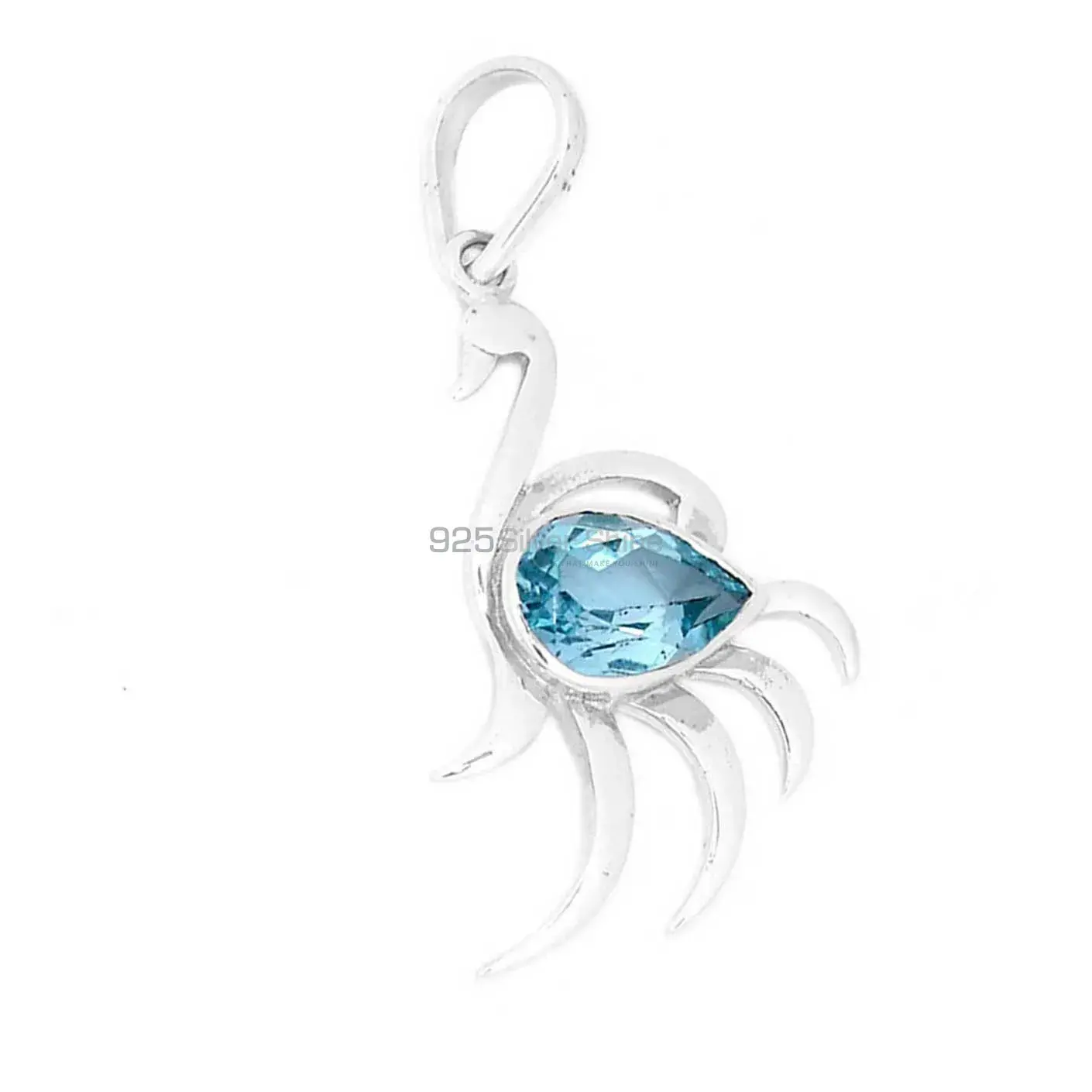 Best Price Blue Topaz Gemstone Pendants Exporters In 925 Solid Silver Jewelry 925SP276-1_0