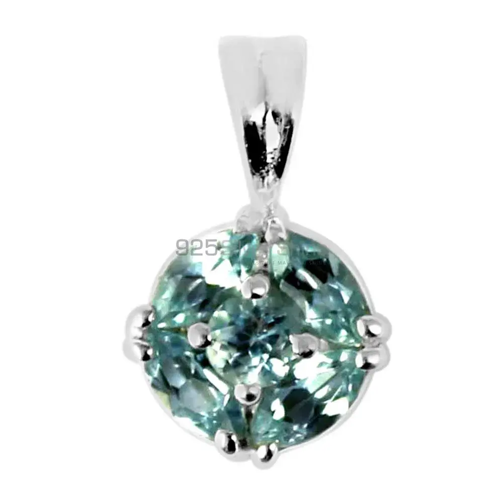 Best Price Blue Topaz Gemstone Pendants Suppliers In 925 Fine Silver Jewelry 925SP237-2_0