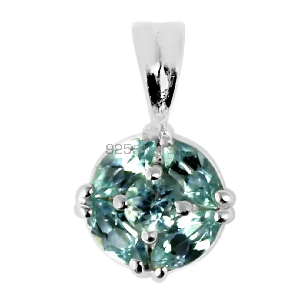 Blue Topaz Gemstone Pendants In 925 Fine Silver Jewelry 925SP237-2_1