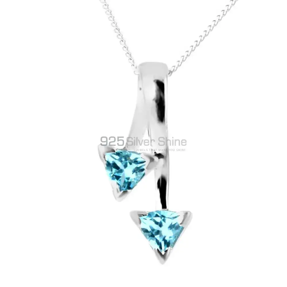 Best Price Blue Topaz Gemstone Pendants Wholesaler In Fine Sterling Silver Jewelry 925SP210-6