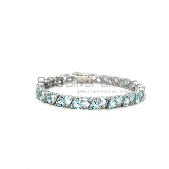Blue Topaz Gemstone Tennis Bracelets In Solid Sterling Silver 925SB231