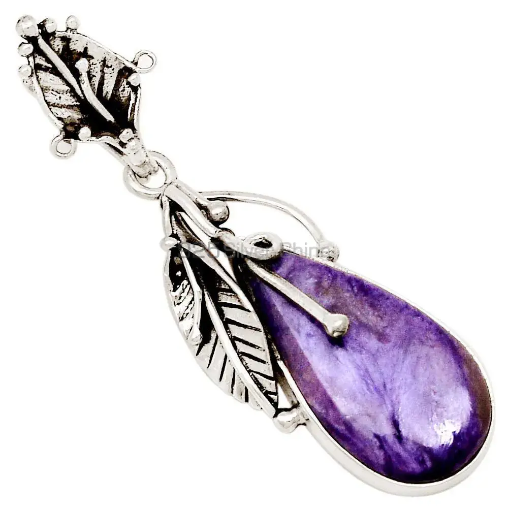 Best Price Charoite Gemstone Pendants Exporters In 925 Solid Silver Jewelry 925SP082-1