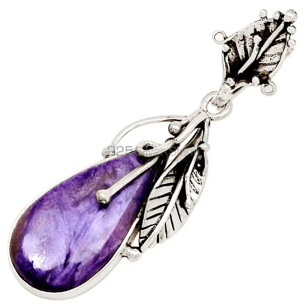 Best Price Charoite Gemstone Pendants Exporters In 925 Solid Silver Jewelry 925SP082-1_1