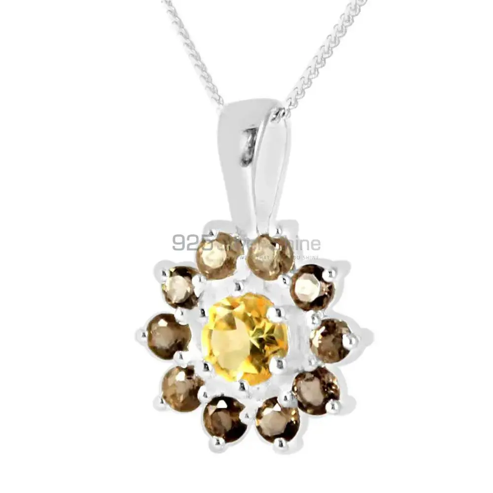 Citrine & Smokey Gemstone Handmade Pendants In Solid Sterling Silver Jewelry 925SP250-5_0