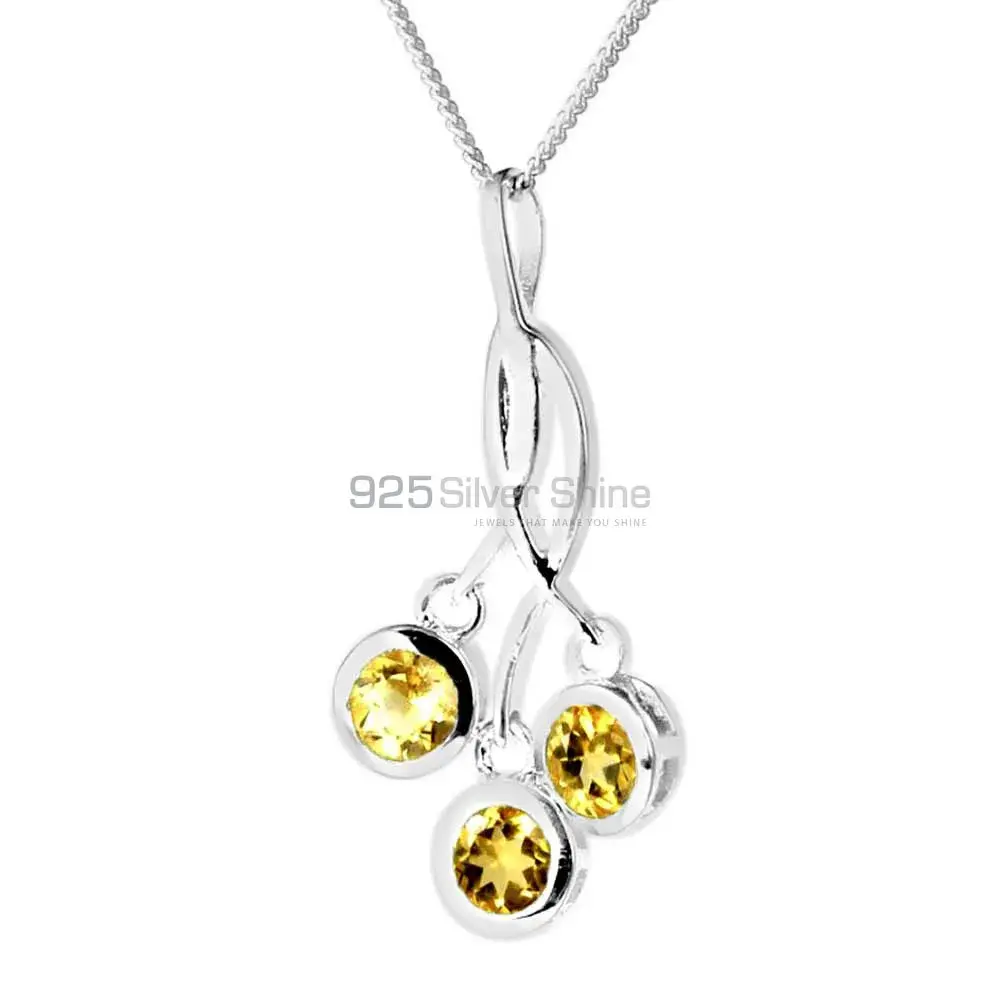 Best Price Citrine Gemstone Pendants Exporters In 925 Solid Silver Jewelry 925SP227-5