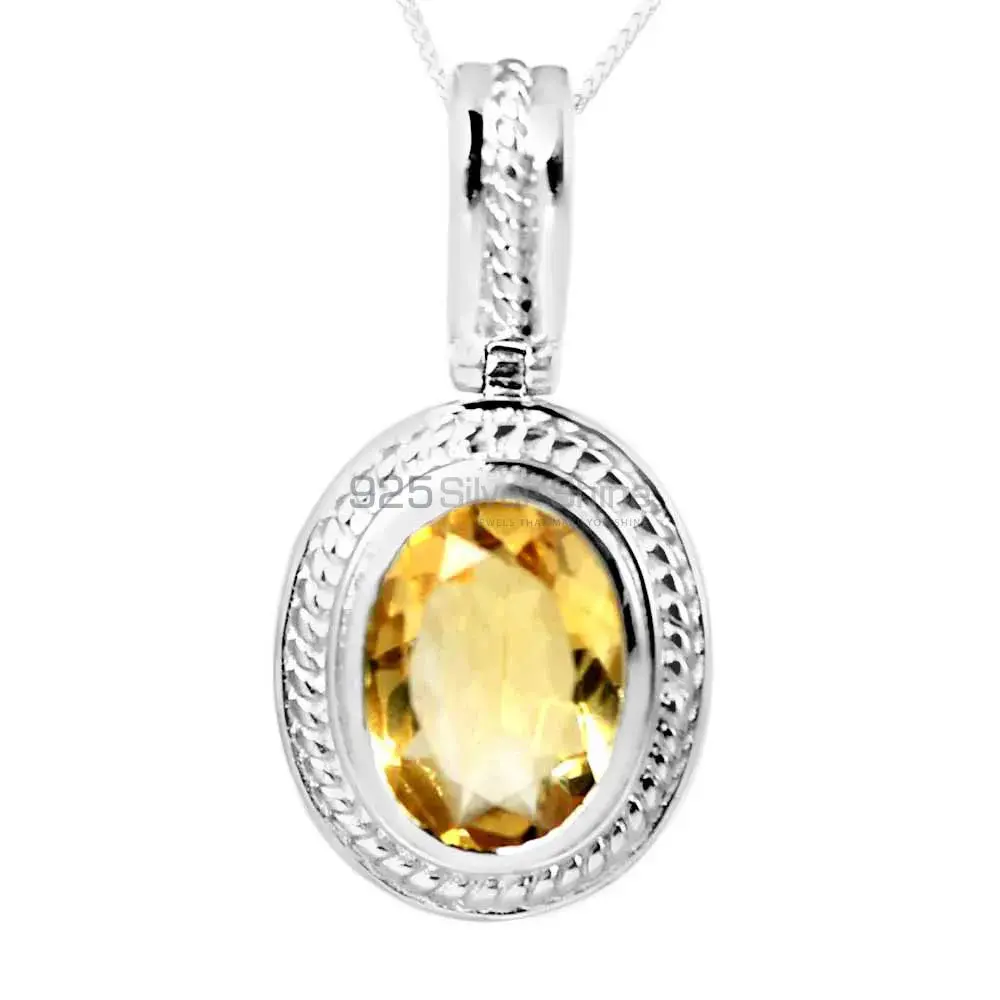 Best Price Citrine Gemstone Pendants Exporters In 925 Solid Silver Jewelry 925SP235-6