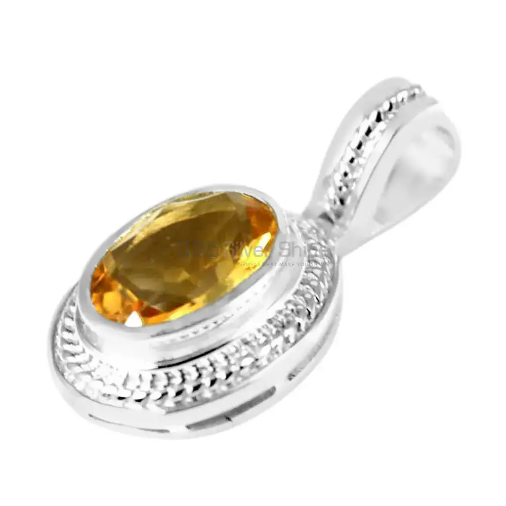 Best Price Citrine Gemstone Pendants Exporters In 925 Solid Silver Jewelry 925SP235-6_0
