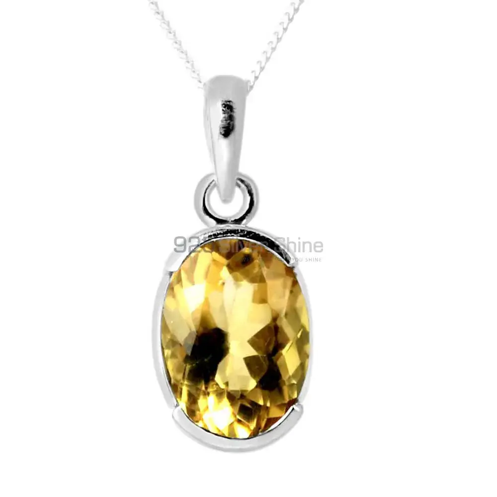 Best Price Citrine Gemstone Pendants Exporters In 925 Solid Silver Jewelry 925SP251-5