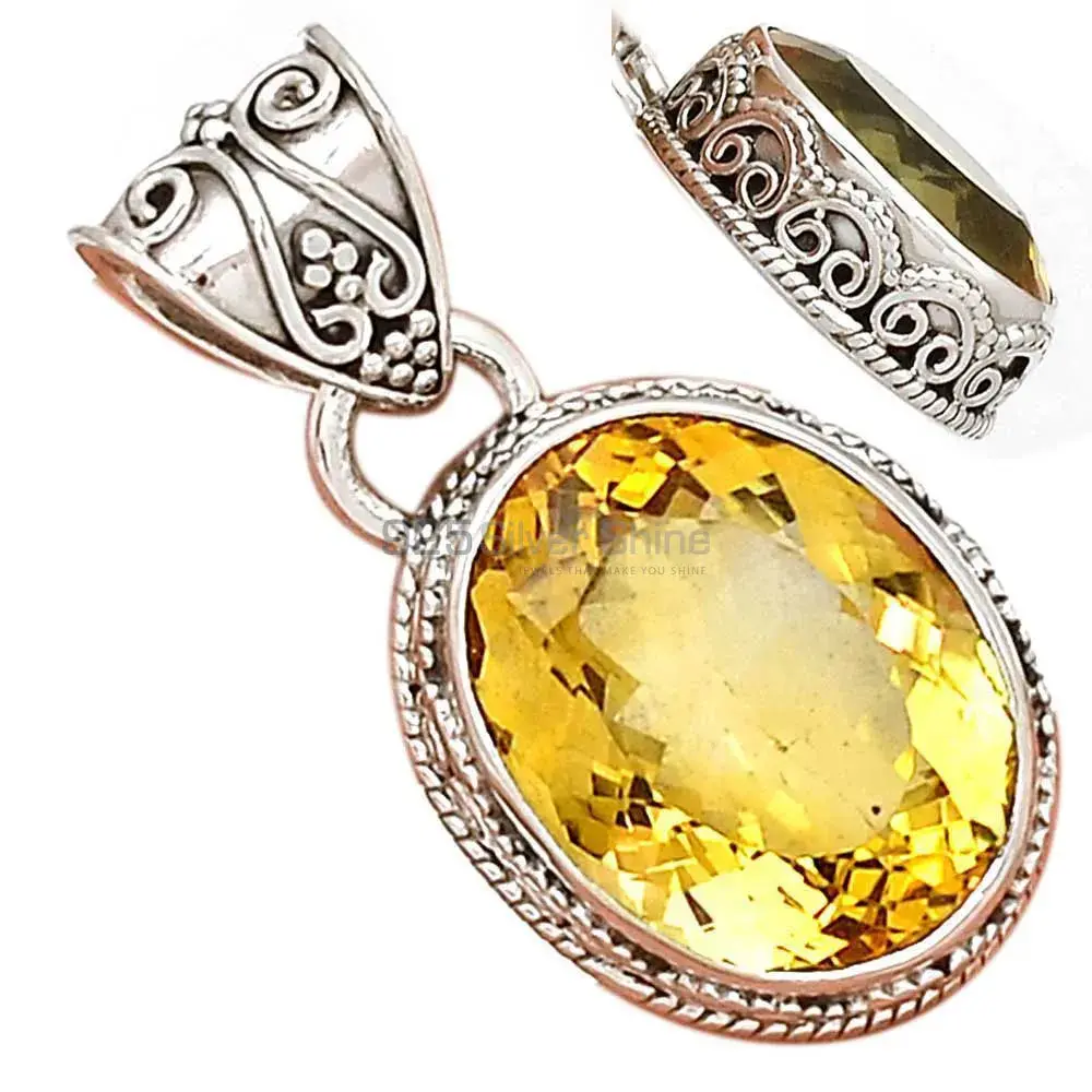 Best Price Citrine Gemstone Pendants Suppliers In 925 Fine Silver Jewelry 925SP189-2