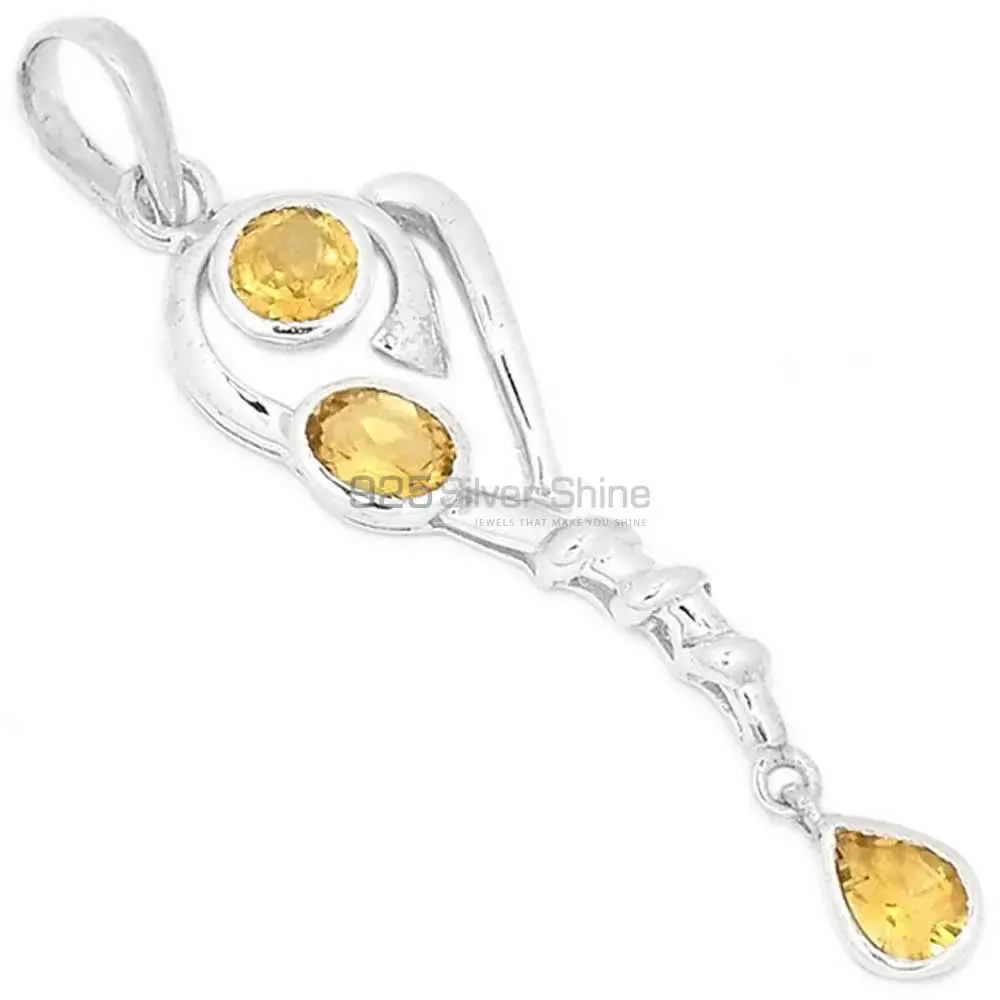 Best Price Citrine Gemstone Pendants Wholesaler In Fine Sterling Silver Jewelry 925SSP333-3