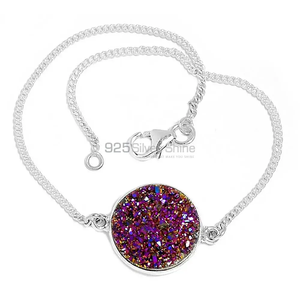 Fine Sterling Silver Bracelets In Druzy Gemstone Jewelry 925SB303-2