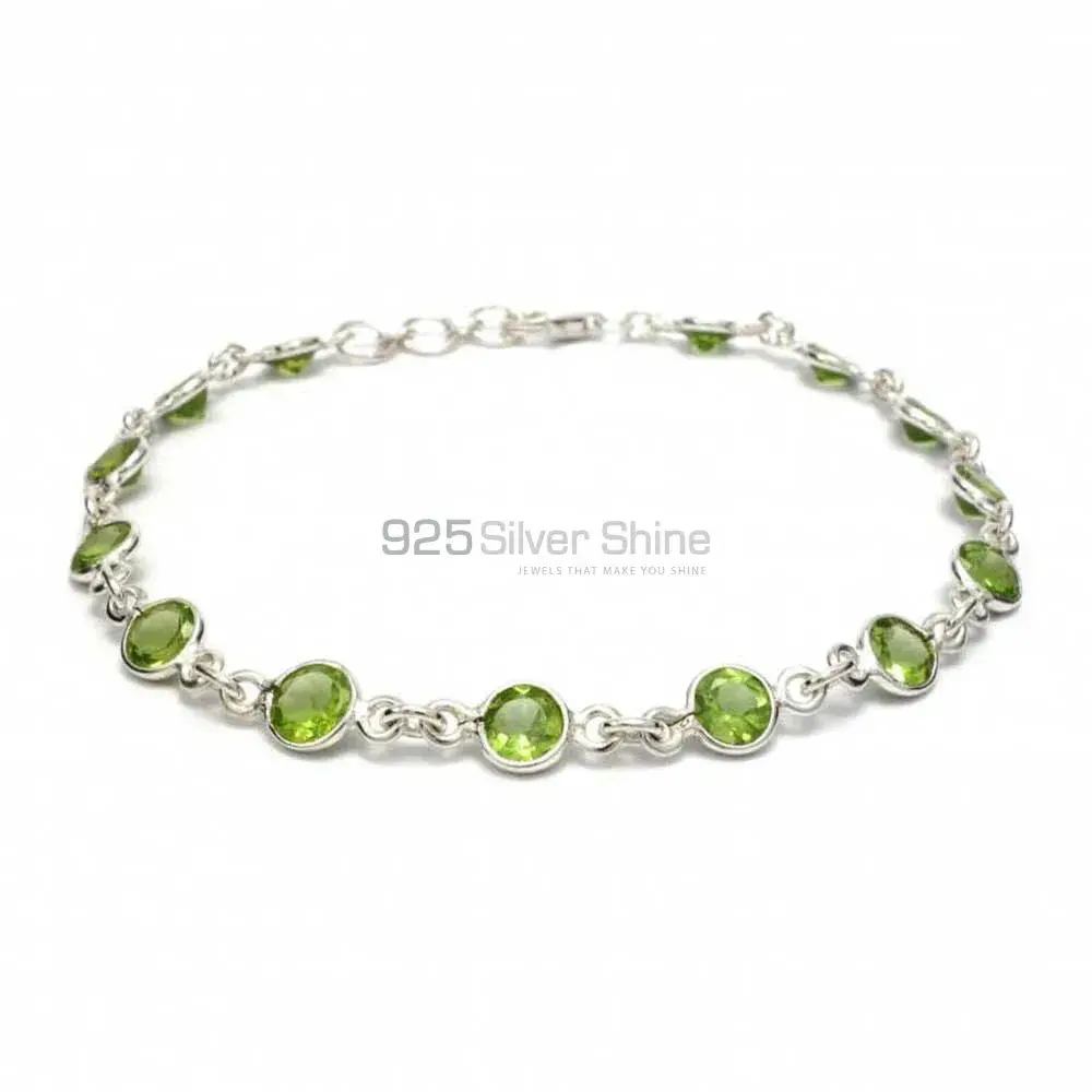 Fine Sterling Silver Bracelets In Peridot Gemstone Jewelry 925SB256