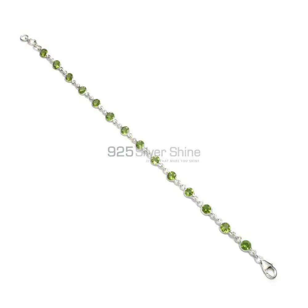 Fine Sterling Silver Bracelets In Peridot Gemstone Jewelry 925SB256_0