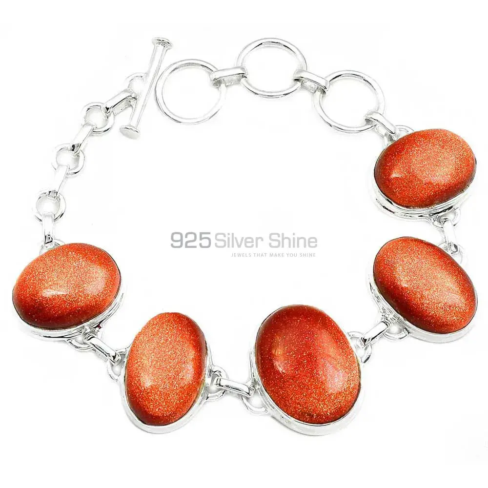 Fine Sterling Silver Bracelets In Sunstone Gemstone Jewelry 925SB315