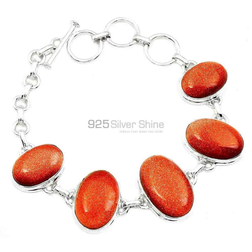 Fine Sterling Silver Bracelets In Sunstone Gemstone Jewelry 925SB315_0