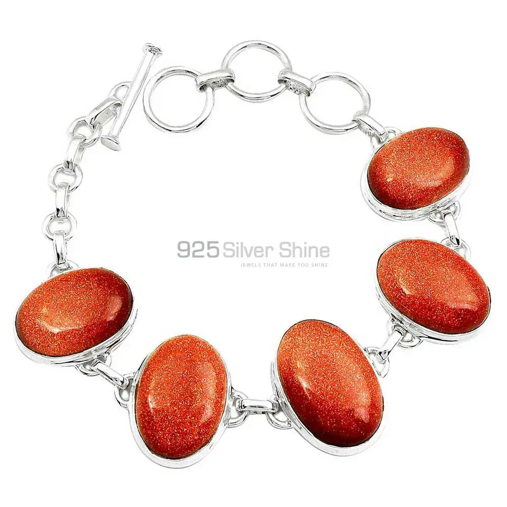 Fine Sterling Silver Bracelets In Sunstone Gemstone Jewelry 925SB315_2