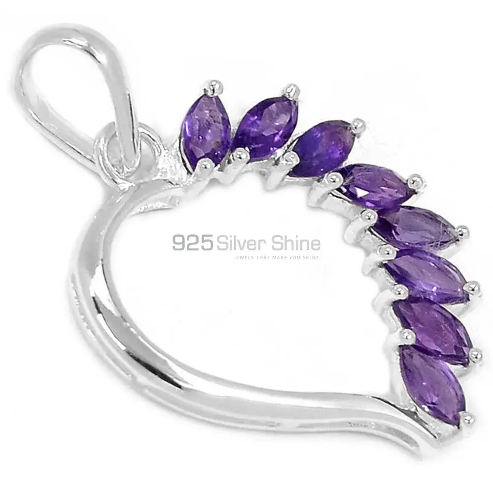 Fine Sterling Silver Pendants In Amethyst Gemstone Jewelry 925SSP304-1_1