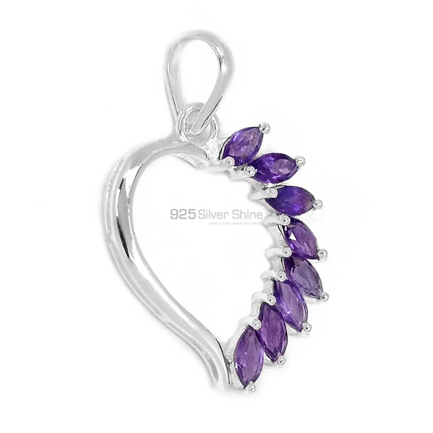 Fine Sterling Silver Pendants In Amethyst Gemstone Jewelry 925SSP304-1_2