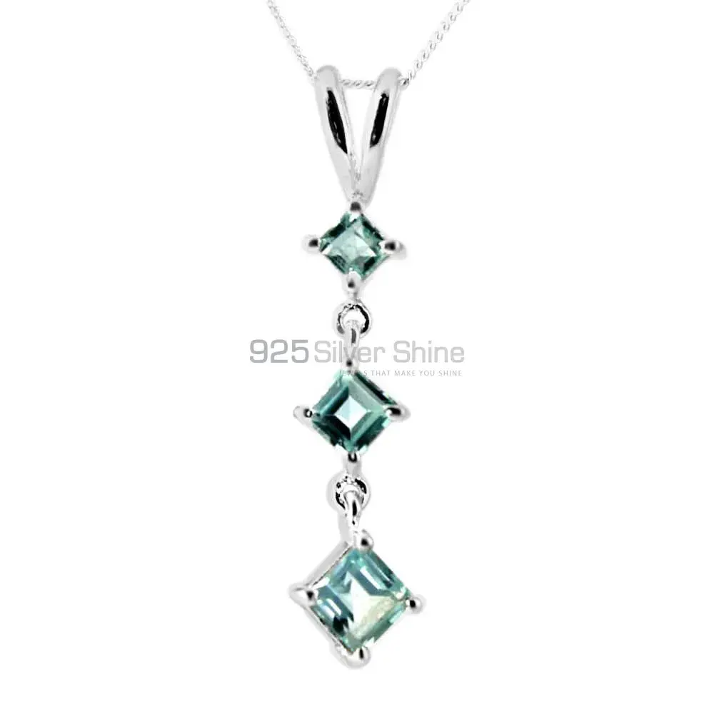 Best Price Fine Sterling Silver Pendants Wholesaler In Blue Topaz Gemstone Jewelry 925SP214-5