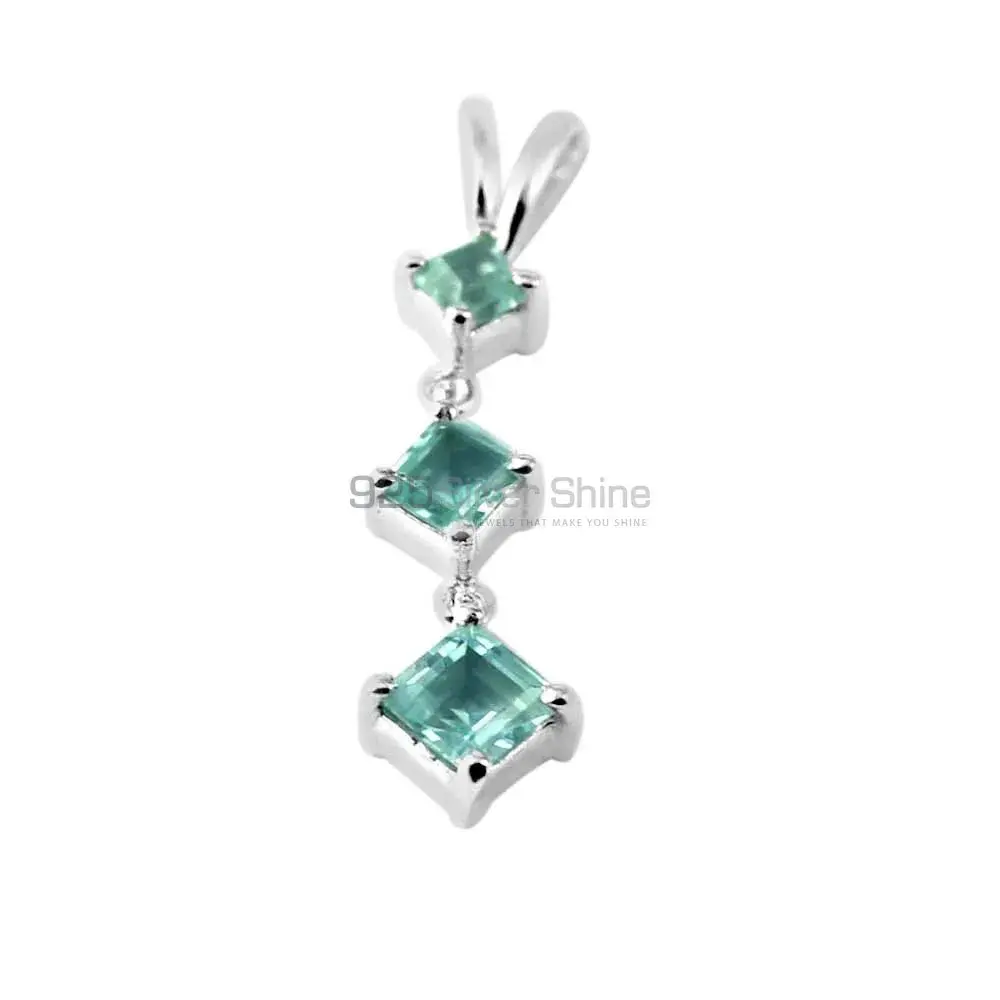 Fine Sterling Silver Pendants In Blue Topaz Gemstone Jewelry 925SP214-5_1