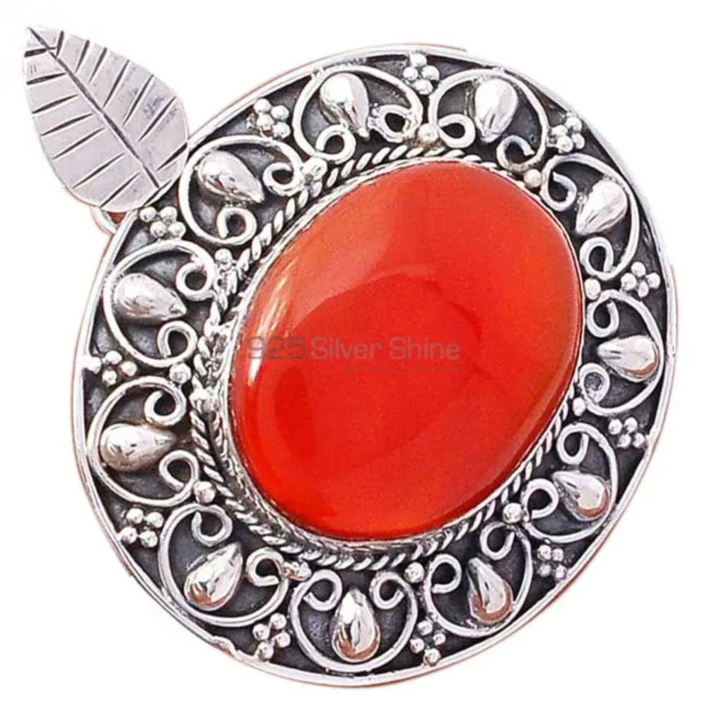 Fine Sterling Silver Pendants In Carnelian Gemstone Jewelry 925SP194-1_0